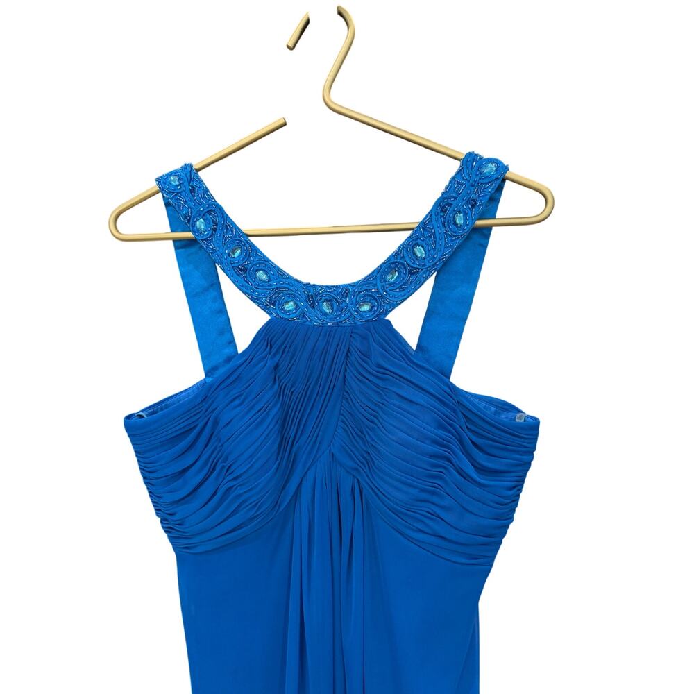 Alex Evenings Blue Halter Cocktail Dress Rhinestone 6 EUC - Picture 5 of 6